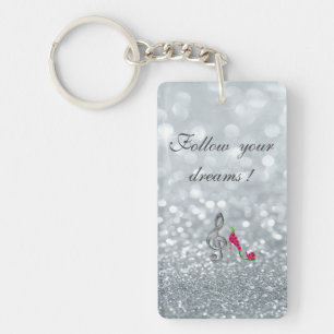 Follow your dreams, Glittery, Heels,Violine Key Keychain