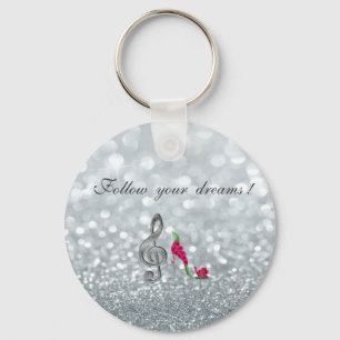 Follow your dreams, Glittery, Heels,Violine Key Keychain
