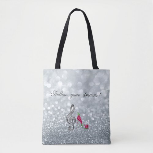 Follow your dreams Glittery HeelsVioline Key Tote Bag