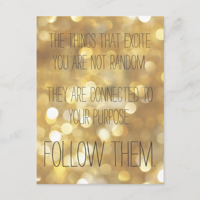Follow your dreams! Gold Inspirational Quote Postcard (Front)