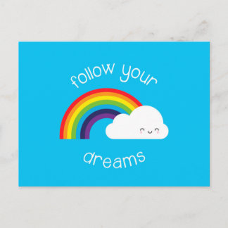 Follow Your Dreams Kawaii Rainbow Postcard