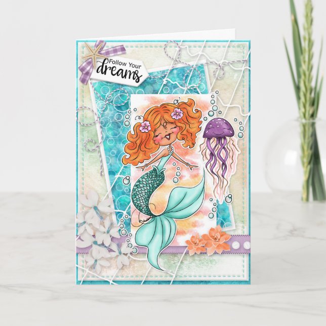 Follow Your Dreams Mermaid Encouragement Card (Front)