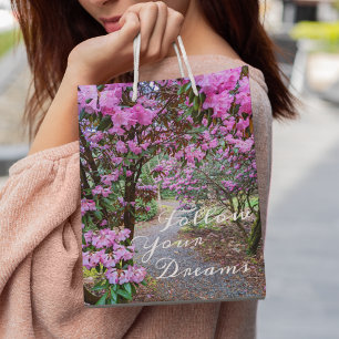 Follow Your Dreams Quote Floral Garden Path Medium Gift Bag