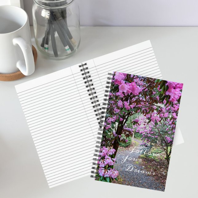 Follow Your Dreams Quote Floral Garden Path Notebook (In Situ)