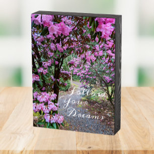 Follow Your Dreams Quote Floral Garden Path Wooden Box Sign