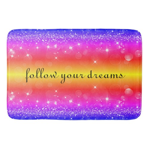 Follow Your Dreams Rainbow Sparkle Bath Mat