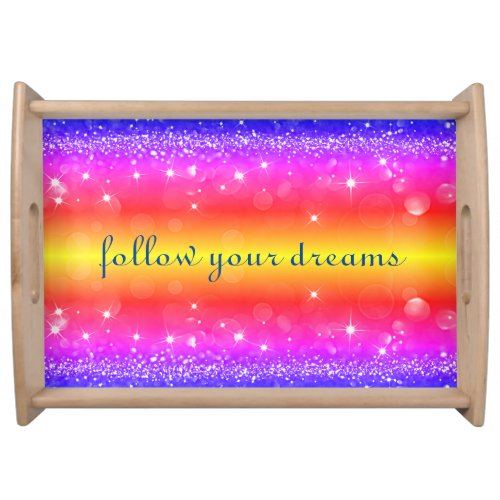 Follow Your Dreams Rainbow Sparkle Serving Tray