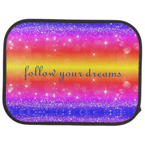 Follow Your Dreams Rainbow Sparkle Set of Car Mats