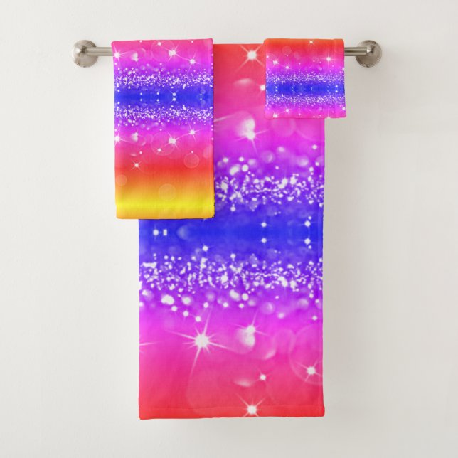 Follow Your Dreams Rainbow Sparkle Towel Set (Insitu)