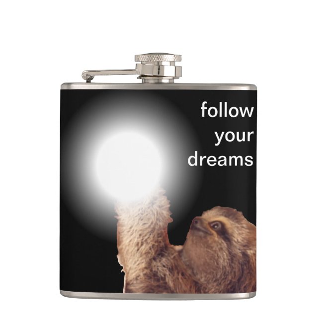 Follow your dreams - sloth hip flask (Front)
