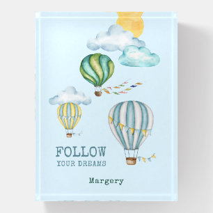 Follow Your Dreams Watercolor Hot Air Balloons Paperweight