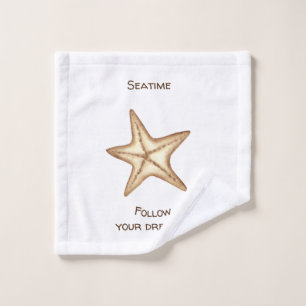 Follow your dreams watercolor Seatime Starfish Wash Cloth