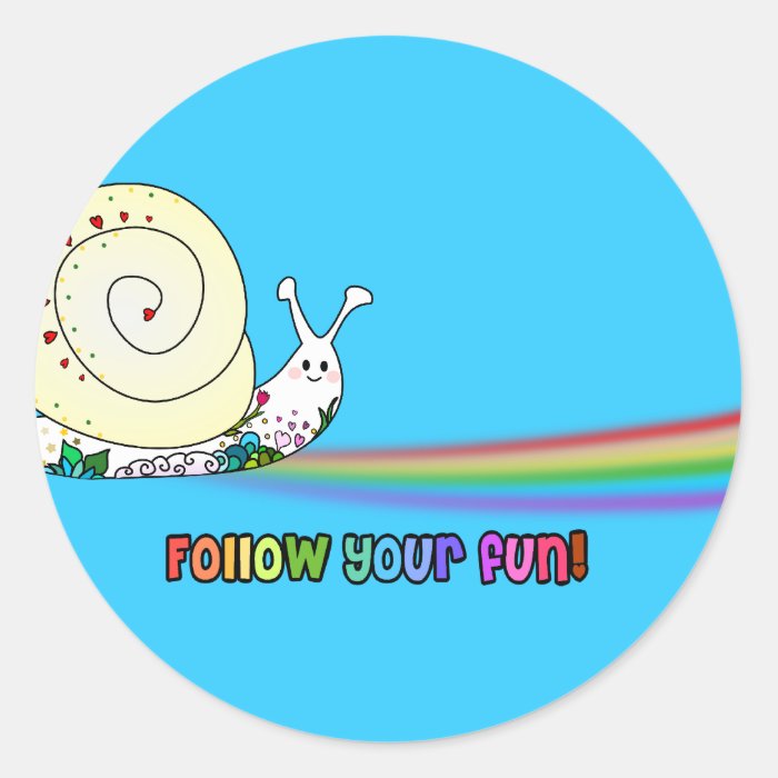 Follow Your Fun Cute Snail Rainbow Stickers