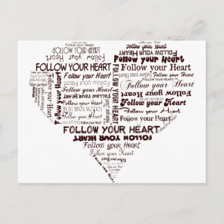 Follow Your Heart Black and White Postcard
