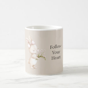 Follow Your Heart Bunny Pink Bow Coffee Mug