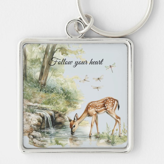 Follow Your Heart Deer Meadow   Keychain (Front)