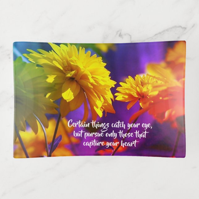 Follow Your Heart Flowers Inspirational Quote Trinket Tray (Front)