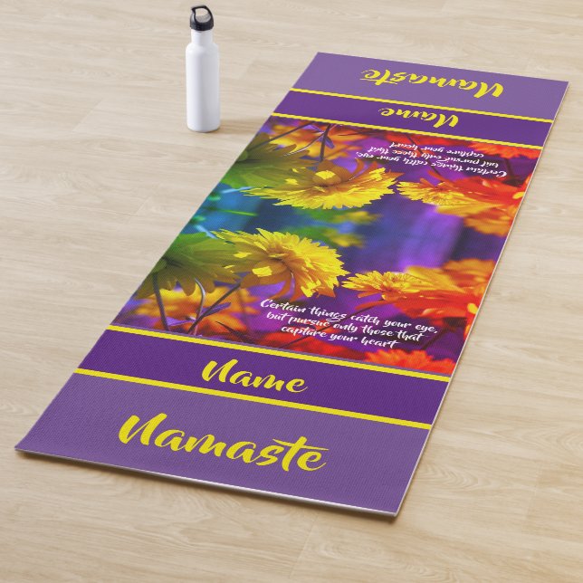 Follow Your Heart Flowers Inspirational  Yoga Mat (In Situ)