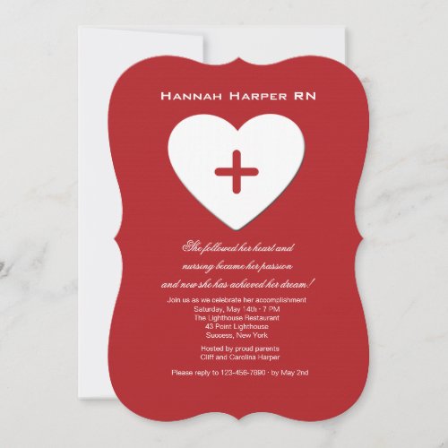 Follow Your Heart Nursing School Graduation Inv Invitation