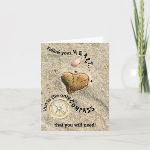 Follow your heart only compass you need Card