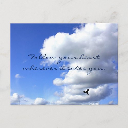 Follow Your Heart Sky Flight Inspirational Postcard