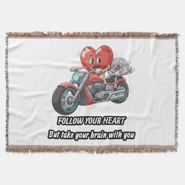 Follow your heart take your brain throw blanket (Front)