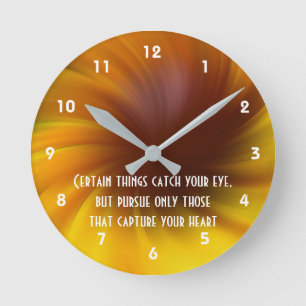 Follow Your Heart Yellow Swirls Inspirational Round Clock