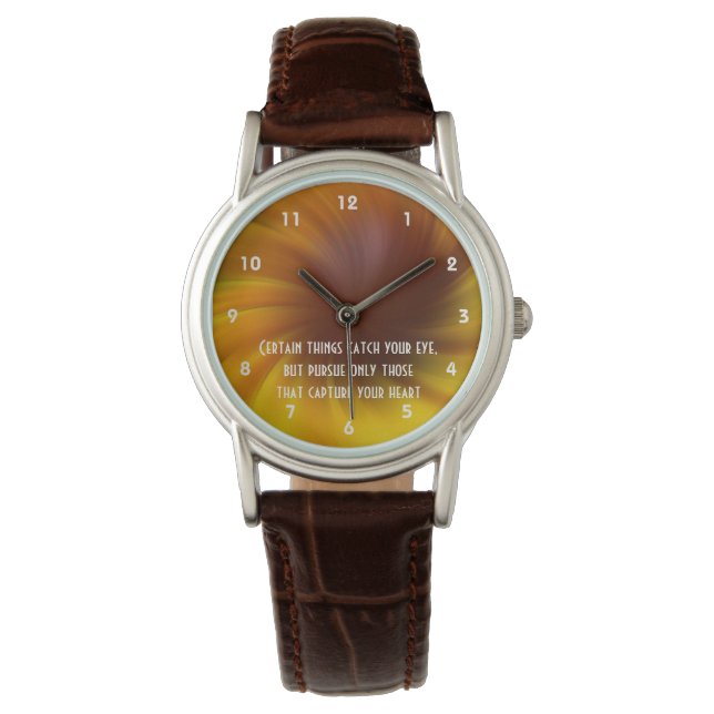 Follow Your Heart Yellow Swirls Inspirational   Watch (Front)
