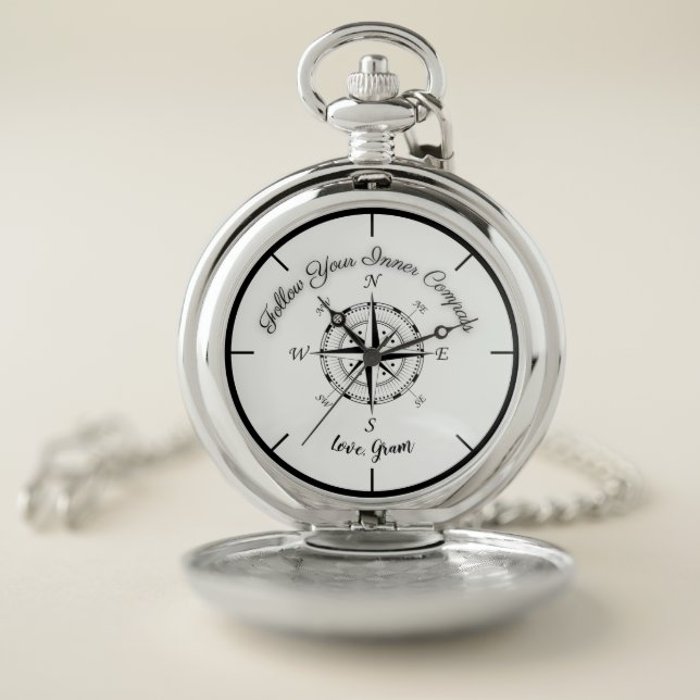 Follow Your Inner Compass Pocket Watch (Inside)