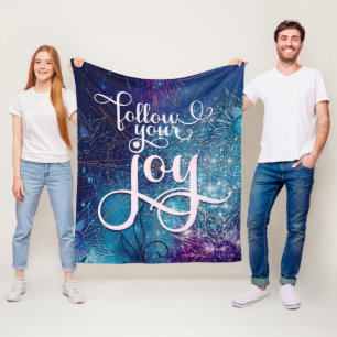 Follow Your Joy - Aqua Affirmation Artistry Fleece Blanket