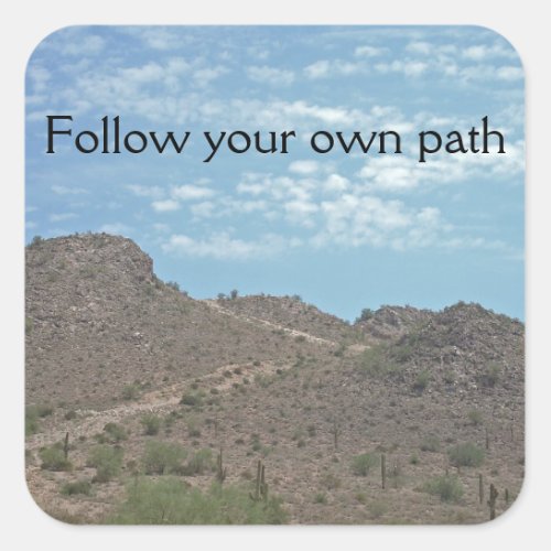 Follow Your Own Path Mountain Trail Graduation Square Sticker