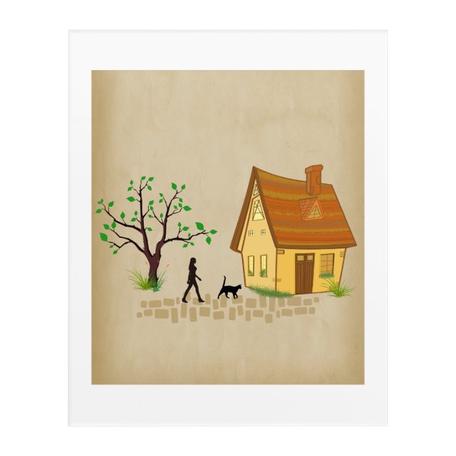 Following the Cat Home Acrylic Print (Front)