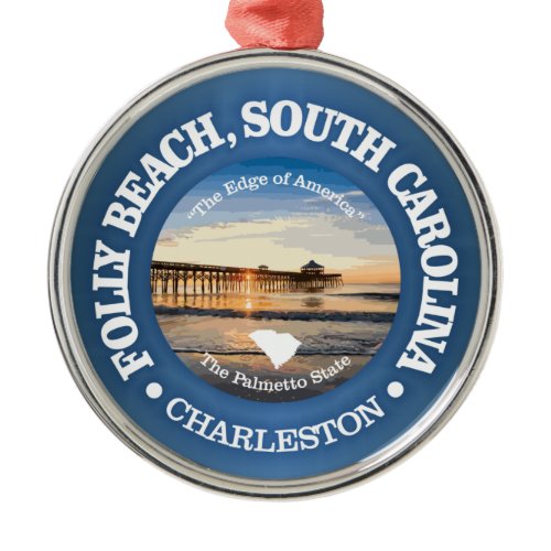 Folly Beach (C) Metal Ornament