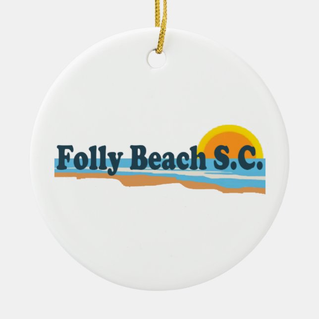 Folly Beach. Ceramic Ornament (Front)