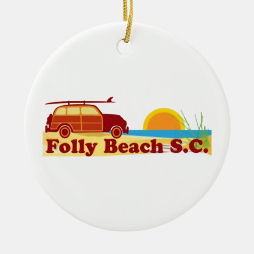 Folly Beach Ceramic Ornament
