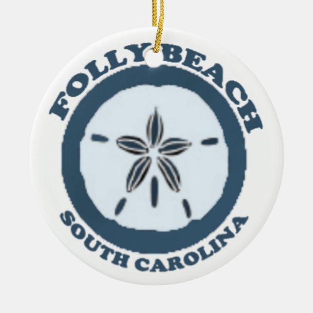 Folly Beach. Ceramic Ornament (Front)