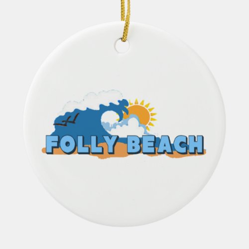 Folly Beach Ceramic Ornament