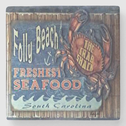 Folly Beach Crab Shack Marble Coaster Stone Coaster