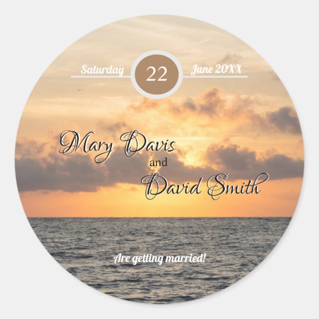 Folly Beach Morning Wedding Classic Round Sticker (Front)