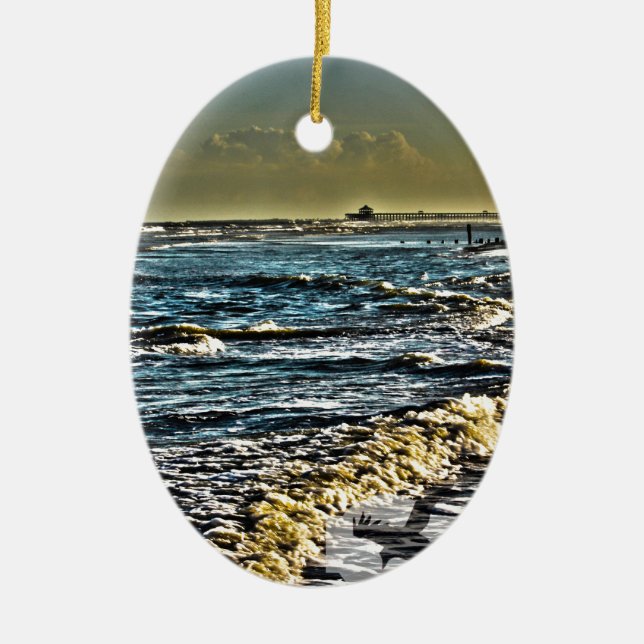 Folly Beach, SC Ceramic Ornament (Front)