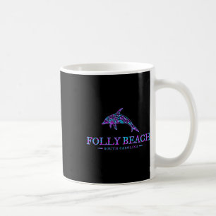Folly Beach Sc Colorful Dolphin Vacation Souvenir Coffee Mug