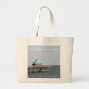 Folly Beach SC, Pier, Charleston, Photography Large Tote Bag