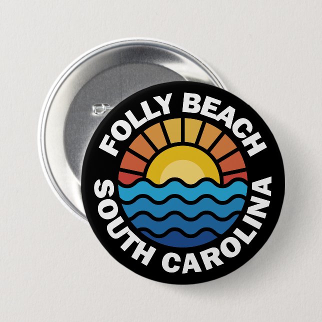 Folly Beach, South Carolina Button (Front & Back)