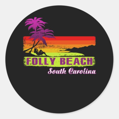 Folly Beach South Carolina Classic Round Sticker