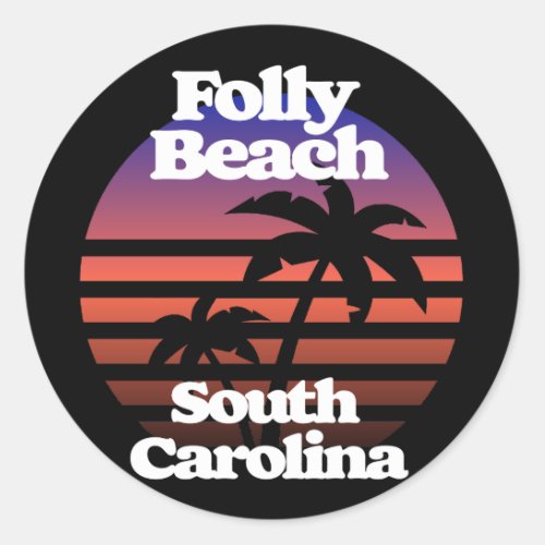 Folly Beach South Carolina Classic Round Sticker