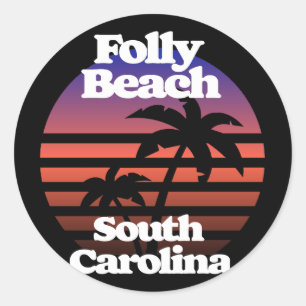 Folly Beach South Carolina Classic Round Sticker