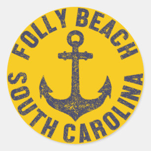 Folly Beach,South Carolina Classic Round Sticker