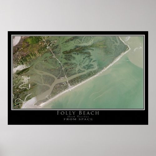 Folly Beach South Carolina Satellite Poster Map