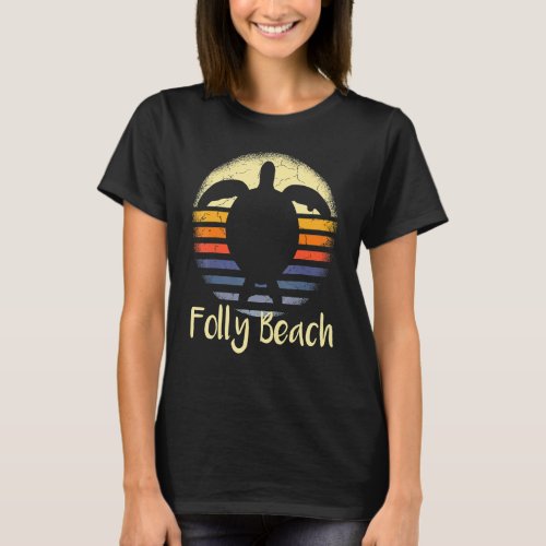 Folly Beach South Carolina Sc Loggerhead Sea Turtl T_Shirt