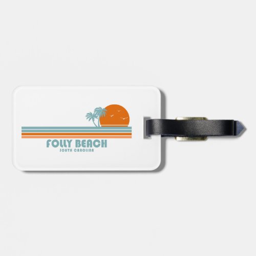 Folly Beach South Carolina Sun Palm Trees Luggage Tag